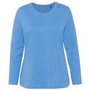 Ulla Popken Shirt, ronde hals, slim, lange mouwen, hemelsblauw, normale dames, hemelsblauw, Eén maat, Hemelsblauw