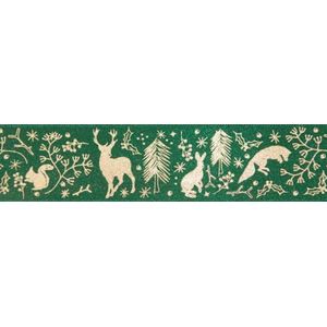 Berisfords Polyesterband, bos/goud, 25 mm x 20 m