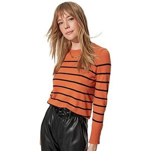 Trendyol FeMan Pull en tricot à col rond - Coupe ajustée - Cannelle, taille S, cannelle, S