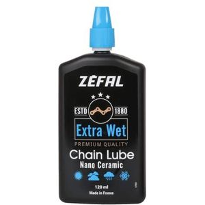 Zéfal Extra Wet Lube 120 ml keramisch smeermiddel premium fietsketting zeer lange duurzaamheid fietsen uniseks volwassenen, zwart-blauw, 120 ml