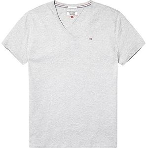 Tommy Hilfiger Tjm T-shirt met V-hals van originele jersey S/S gebreide top voor heren, L grijs Htr