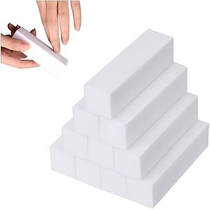 Tadipri 10 witte polijstblokken, vierkant, nagelvijl, blokken voor het schuren van nagels, polijstblok, professionele polijstvijl voor het schuren van acryl- of natuurlijke gelnagels