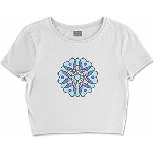 Bona Basics, Basic T-shirt met digitale print voor dames, 100% katoen, wit, casual, maat L, wit, L korte taille, Wit