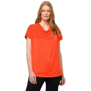 Ulla Popken T-shirt met waterval dames, Lichtoranje