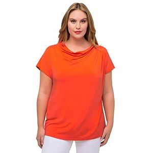 Ulla Popken T-shirt femme avec cascade, orange clair, 54-56