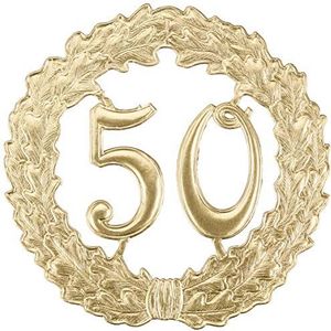 RAYHER 8211106 decoratieve krans jubileum & verjaardag ""50"", 18 cm ø, goudkarton