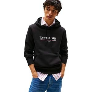 Tommy Hilfiger Sweat à Capuche Homme Brand Love en Coton, Black (Black), M