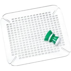iDesign, 59060, spoelbakmat, AA8 grote spoelbakmat van pvc-kunststof, spoelmat met afvoergaten voor gootsteen en wastafel, doorzichtig