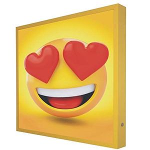 Afbeelding met houten lijst ""Emoticone"" geel 0005