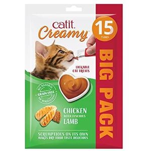 Catit Creamy Chicken & Lamb Lickable Cat Treats, 15 x 10 g