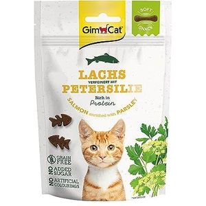 GimCat Soft Snacks Peterselie Zalm - Malse en eiwitrijke kattentraktatie zonder toegevoegde suiker, per stuk verpakt (1-60 g)