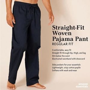 Amazon Essentials Heren pyjamabroek met rechte pasvorm, geweven, bordeauxrood, maat S