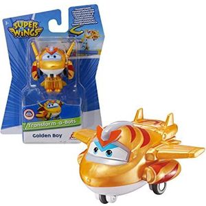 Super Wings - Transform-a-Bots, figuur Golden Boy transformeerbaar speelgoed voor jongens en meisjes van 3, 4, 5, 6, 7 jaar, EU750031, goud, 5 cm