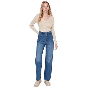 TRENDYOL Trendyol Heren Jeans 90 Hoge Taille Dames (1 stuk), Navy Blauw