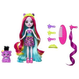 Enchantimals Sunshine Beach Persida Panther en Mistery pop met gekleurd haar, haaraccessoires, bedrukte rok en panterdier, cadeau voor jongens en meisjes vanaf 4 jaar