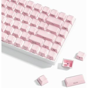 Womier Keycaps: bevroren kristallen toetsen, zijtoetsen bedrukt aan de zijkant, 113 toetsen, OEM-profiel, mooie toetsen voor 61/68/84/87/98/100 Cherry Gateron MX mechanisch, roze