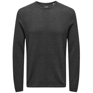 ONLY & SONS Onspanter Reg 12 Struc Crew Knit Noos voor heren, donkergrijs gemêleerd