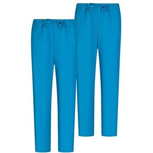 Misemiya - 2 stuks – uniseks broek, elastische tailleband, werkuniform, kliniek, hoopital, turquoise 68