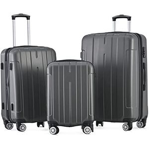 Merax Carry-On-kofferset met TSA-slot en universeel wiel, uittrekbaar, met telescopische handgreep, grijs., Harde koffer
