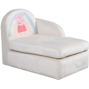 roba Peppa Pig fluwelen babybank – Meridiaan voor kinderen vanaf 18 maanden – comfortabele zitting met houder en rugleuning – gemakkelijk te reinigen – verwarmer beige/motief