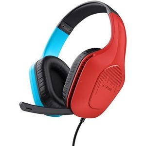 Trust Gaming GXT 416S Zirox Gaming-headset voor Nintendo Switch, licht, met 50 mm transductoren, 3,5 mm jack-audio, 1,2 m kabel, bekabeld, over-ear gaming-headset met microfoon, blauw/rood