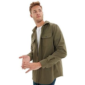 Trendyol Khaki T-shirt voor heren, normale pasvorm, kaki, S, Khaki (stad)