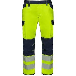 VELILLA Stretch broek met gesegmenteerde band professionele gebruiksbroek uniseks, marineblauw/fluorescerend geel