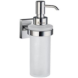 SMEDBO Soap Dispenser RK369 Wandhouder met zeepdispenser van melkglas, zilverkleurig