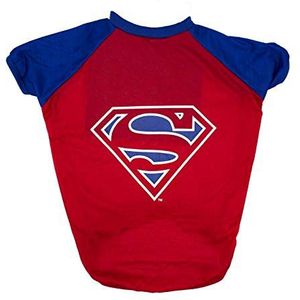 DC Comics for Pets Superman honden-T-shirt, maat L, honden-T-shirt met Superman-logo, zachte en comfortabele kleding voor grote honden, rood en marine
