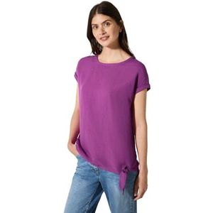 Cecil Linen_LI/CV Solid Knot Blouse Magenta Lacquer M, Lacquer magenta, M