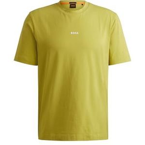 BOSS TChup Heren Logo Print T-Shirt Stretch Katoen Groen L, Groen