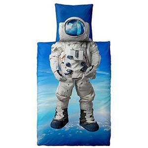 CelinaTex Fashion Fun Espace beddengoed voor jongens, katoen, 135 x 200 cm, Astronaut blauw / wit