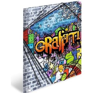 HERMA ArtLine Graffiti 19237 Verzamelmap DIN A4, stevige kunststof, opbergmap met bedrukte binnenkleppen en elastiek, documentenmap voor kinderen, jongens en meisjes