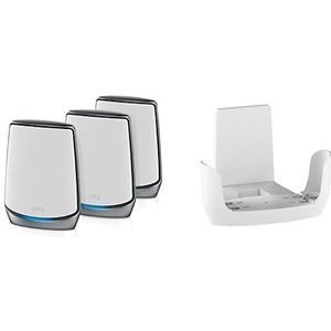 NETGEAR Orbi Tri-Band WiFi 6 Mesh System (RBK853), 3 stuks, AX6000 WiFi 6 Router, Ultra Performance Mesh WiFi Cover van 525 m² & RBKWM-10000S Officiële muurbeugel voor ORBI wifi-systemen