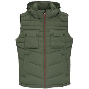 s.Oliver Gilet matelassé avec capuche amovible, vert olive, XXL