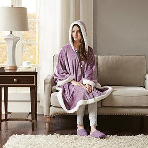 Comfort Spaces Glimmersoft pluche deken met capuchon, Angel Wrap - bevestigingsdeken, microvezel, lavendel, 58 x 72 cm