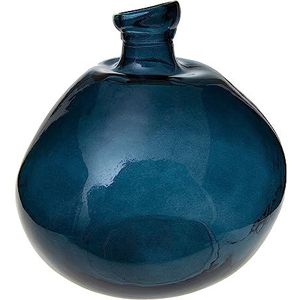 Atmosphera bloemenvaas Genua - Organische bol fles vorm - blauw transparant - glas - H33 x D32 cm