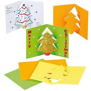 Baker Ross Pop up kaarten kerstboom (8 stuks) – creatief materiaal voor kinderen en volwassenen G793