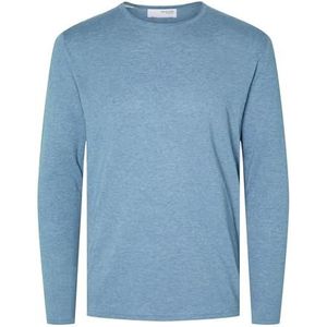 SELETED HOMME Slhrome Ls Knit Crew Neck Noos Sweater voor heren, Blue Shadow/Detail: Melange