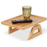 Relaxdays Zetelblad met armleuningen, bamboe, vierkante tafel voor bank, drankjes en snacks, 35 x 26,5 cm (b x d), naturel