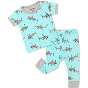 Hatley Biologisch katoen met korte mouwen pyjamaset baby- en peuterbroekjes baby shark party, 12-18 maanden, Shark Party