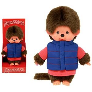 Bandai - Monchhichi pluche dier Monchhichi donsjas - Iconisch pluche dier uit de jaren 80 - knuffelig pluche, 20 cm voor kinderen en volwassenen - SE233878