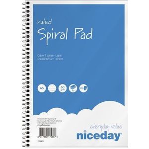 Niceday Spiraalblok, A5, blauw / wit, 5 stuks