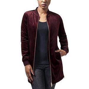 Urban Classics dames fluwelen jas lang, rood (Burgundy 606)