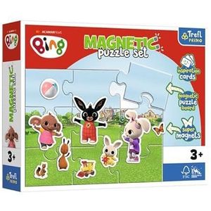 Trefl - Kleurrijke magneten, podiuminspiratiekaarten met sprookjesfiguren, grappig voor kinderen vanaf 3 jaar, kleur magnetische puzzelset wereld Bing, 93165
