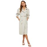Trendyol Archbreaker gedetailleerde waterdriving trench coat, lang, voor dames, beige, 36, Beige