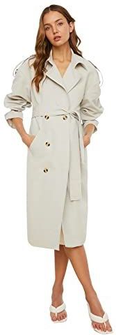 Trendyol Archbreaker gedetailleerde waterdriving trench coat, lang, voor dames, beige, 36, Beige