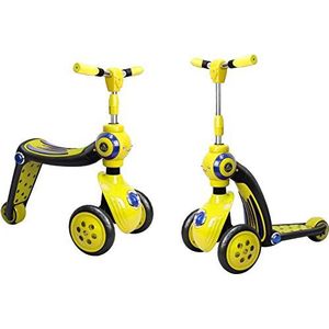 Allkindathings BI288AYellow 2 in 1 scooter en loopfiets 2 in 1, geel, één maat