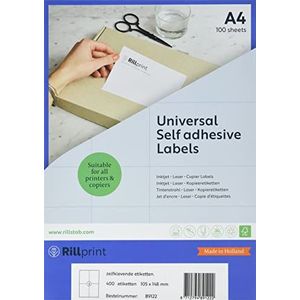 Rillprint zelfklevende etiketten | 400 etiketten | 105 x 148 mm | 4 bedrukbare etiketten per A4 vel | Verzending, prijzen, zelfklevende etiketten voor inkjet- en laserprinter