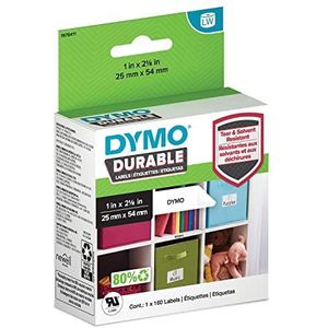 DYMO LW Duurzame industriële etiketten | authentiek | wit kunststof | 25 x 54 mm | 1 rol à 160) | voor LabelWriter 450/550 en 4XL/5XL labelapparaten